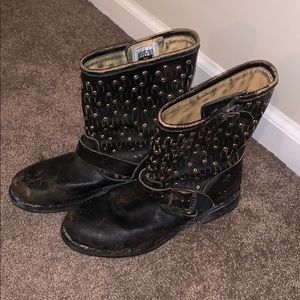 Frye stud short distressed boots
